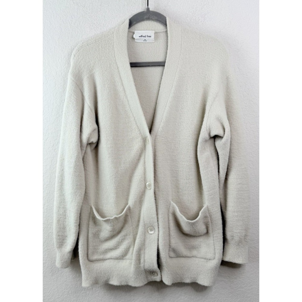 Aritzia Wilfred Free Cardigan 2XS Off White Button Front Oversized Cozy Lounge